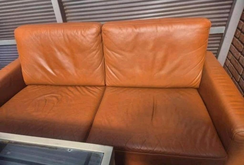 Echt Lederen Bank Top, Ophalen, Driepersoons, Leer, Zo goed als nieuw