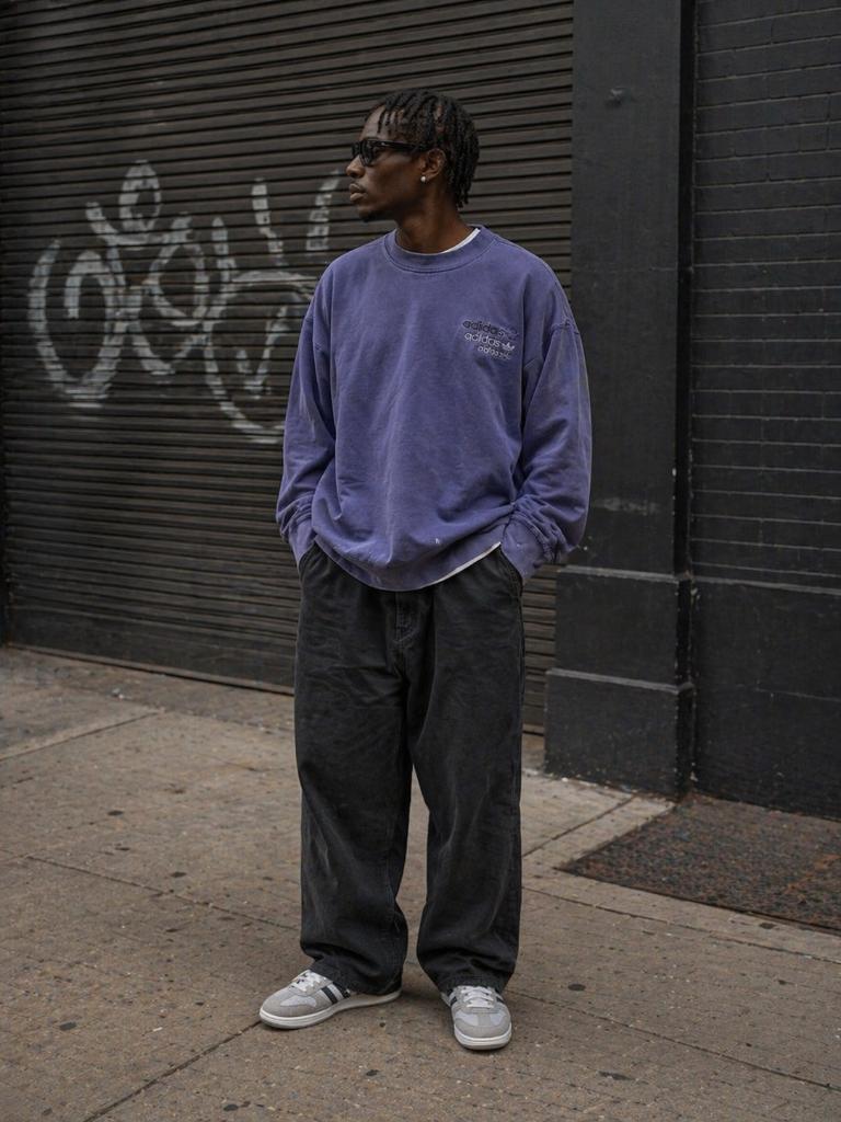 Adidas pigment dye paarse sweater | M, Maat 48/50 (M), Paars, Ophalen of Verzenden, Zo goed als nieuw