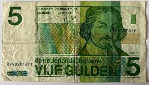 Briefje van 5 gulden met dubbele serienummers, Ophalen, 5 gulden, Los biljet