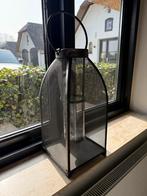 Stijlvol zwart windlicht - perfect voor sfeer in huis, 25 tot 50 cm, Zwart, Ophalen of Verzenden, Zo goed als nieuw