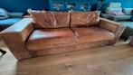 Leren bruine driezitsbank, Ophalen, Gebruikt, Driepersoons, Rechte bank