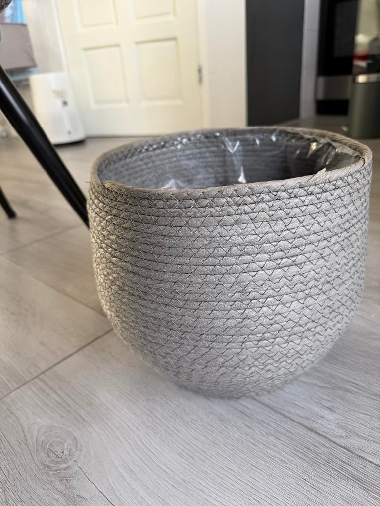 Grijze Plantenmand ø 26 cm, Overige materialen, Rond, Binnen, Zo goed als nieuw