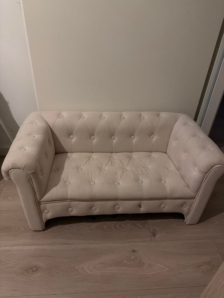 Crèmekleurige tweepersoonsbank, Huis en Inrichting, Banken | Bankstellen, Gebruikt, 150 tot 200 cm, Tweepersoons, 75 tot 100 cm