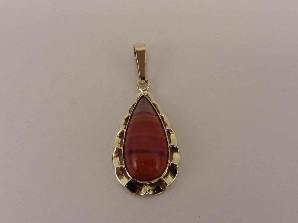 Gouden hanger met streepagaat                            G32, Gebruikt, ., Ophalen of Verzenden, .