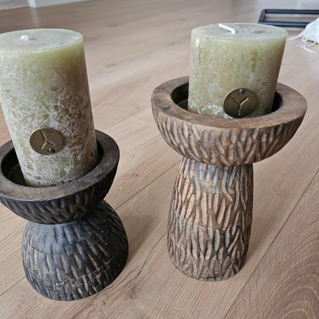 2 kaarsenstandaards met kaarsen, Ophalen, Overige materialen, Minder dan 25 cm