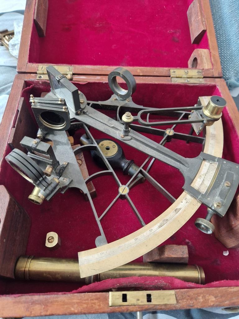 Sextant van Negretti & Zambra London in houten kist, Ophalen