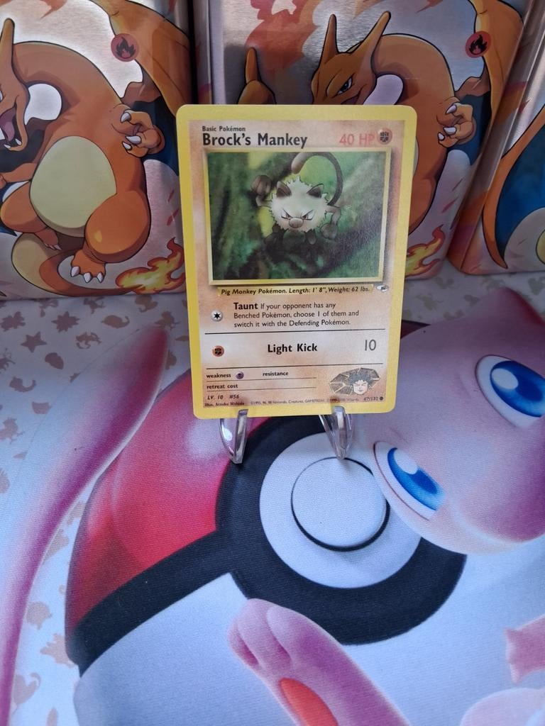 Brock's Mankey gym heroes Pokémon Kaart, Ophalen of Verzenden, Gebruikt, Losse kaart