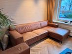 Cognac leren hoekbank en loveseat - apart te koop, Huis en Inrichting, Banken | Bankstellen, Ophalen, 250 tot 300 cm, Gebruikt