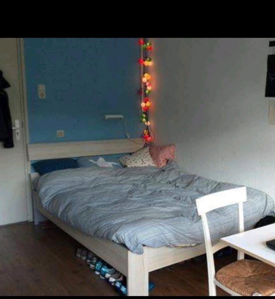 Ikea bed ombouw 140x200 twijfelaar tweepersoons, Ophalen, Gebruikt, Wit, Tweepersoons