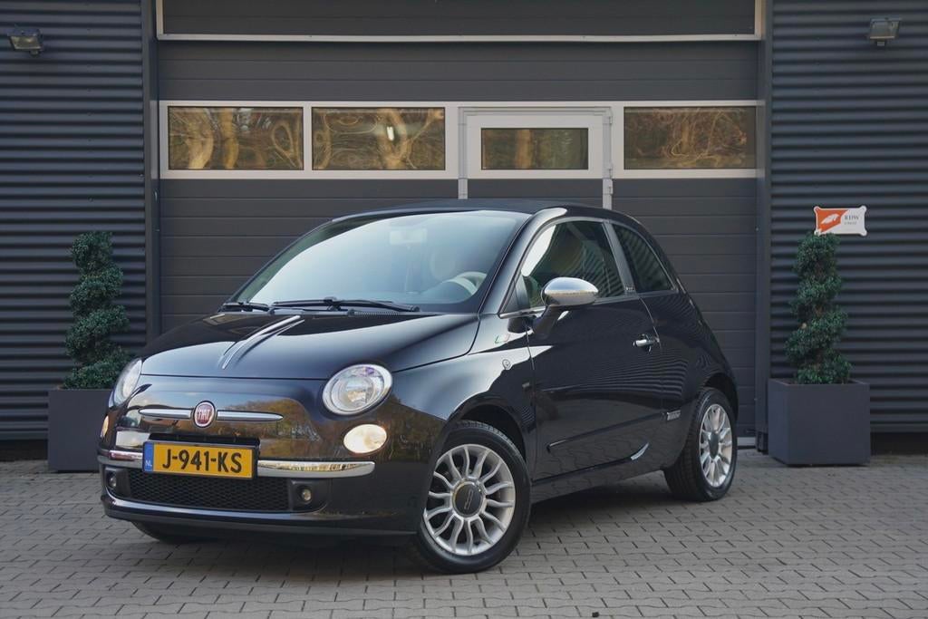 Fiat 500 C 1.2 Lounge LEDER LM VELGEN AIRCO, Auto's, Gebruikt, 4 cilinders, Zwart, Leder