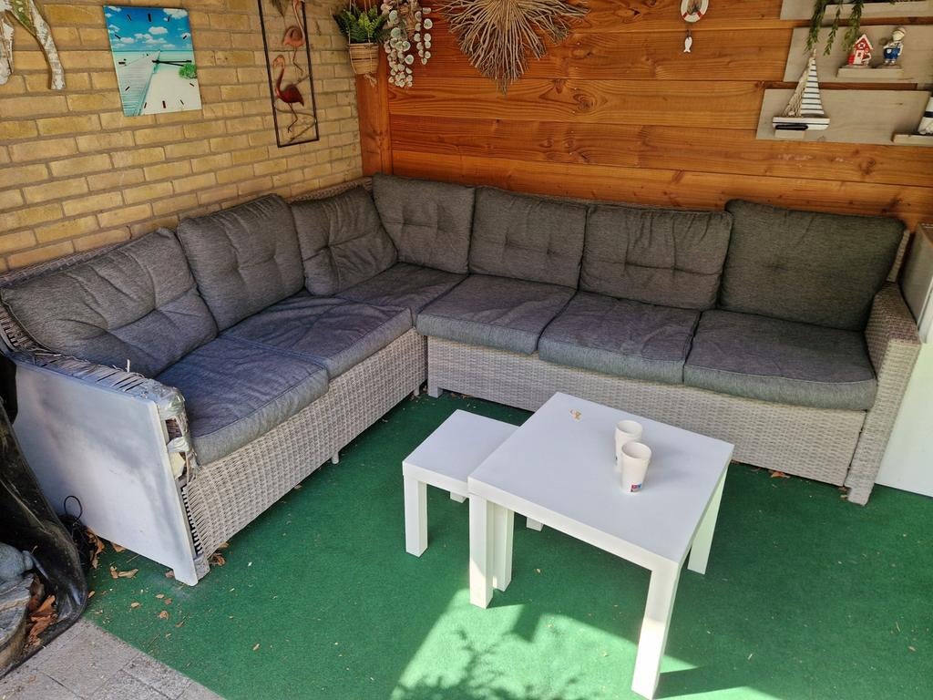 Loungeset met hocker (zie foto's) 200x250, Tuin en Terras, Tuinsets en Loungesets, Ophalen, Gebruikt, 6 zitplaatsen, Hocker