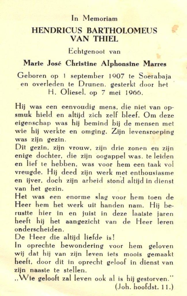 Thiel van Hendricus Bartholomeus Soerabaja 1907-1966 Drunen, Ophalen of Verzenden