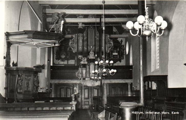 Hallum, Interieur. Herv. Kerk - ongelopen, Verzamelen, Ansichtkaarten | Nederland, Ongelopen, Noord-Brabant, Voor 1920, Ophalen of Verzenden