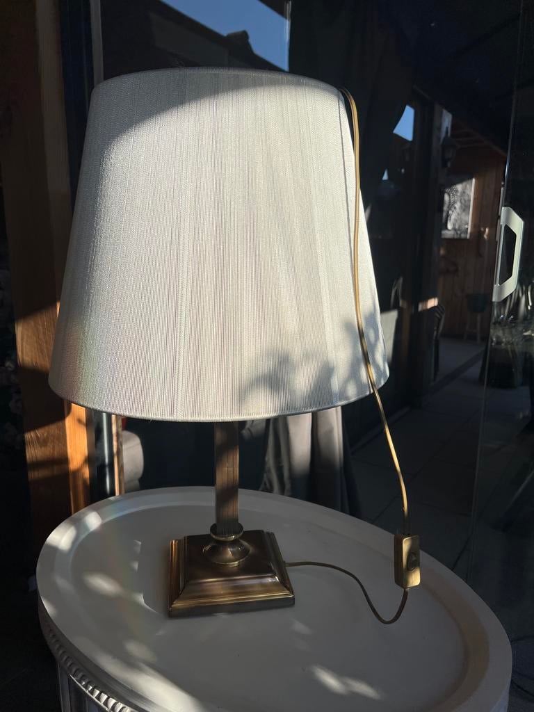 Schemerlamp met bronzen standaard, Ophalen of Verzenden, Gebruikt