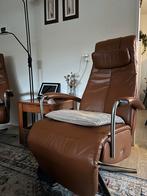 2 bijpassende leren Prominent Relaxfauteuils met rvs voet, Huis en Inrichting, Fauteuils, Strak slank model, Ophalen of Verzenden