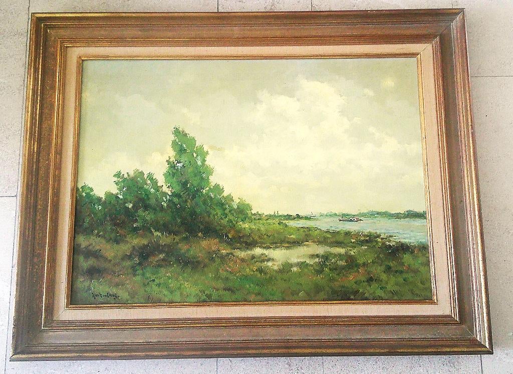 Bossages aan de rivier - Henk van den Ende 1908-1998, Antiek en Kunst, Kunst | Schilderijen | Klassiek, Ophalen of Verzenden