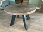Massief Eiken Ronde Tafel 120 cm, Ophalen, Industrieel, stoer, tijdloos, 100 tot 150 cm, Zo goed als nieuw