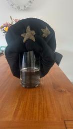 Zwarte vilten muts met geborduurde sterren, Verzenden, Gedragen, One size fits all, Hoed