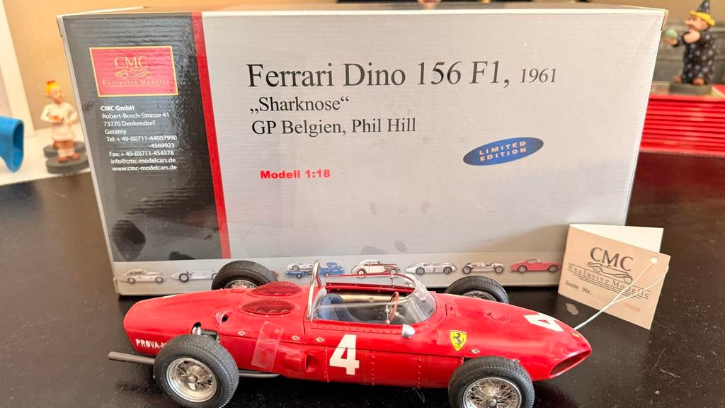 CMC Ferrari Dino 156 F1 1961 "Sharknose" met doos phil hill, Ophalen of Verzenden, Nieuw, Auto, Overige merken