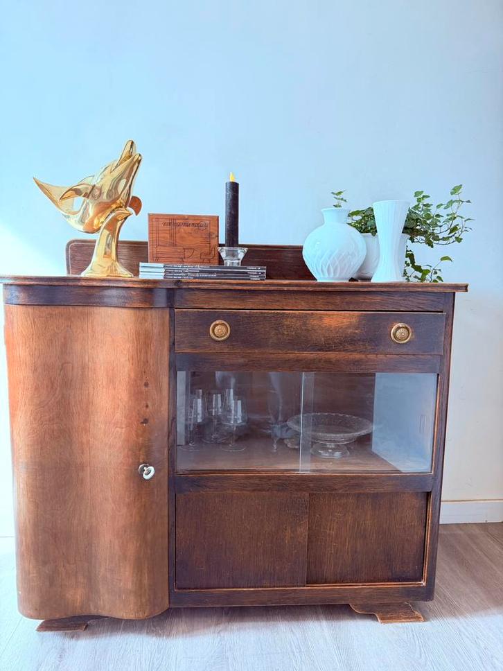 Art Deco vitrine kastje vintage, Huis en Inrichting, Kasten | Vitrinekasten, Gebruikt, Minder dan 100 cm, 50 tot 100 cm, 25 tot 50 cm