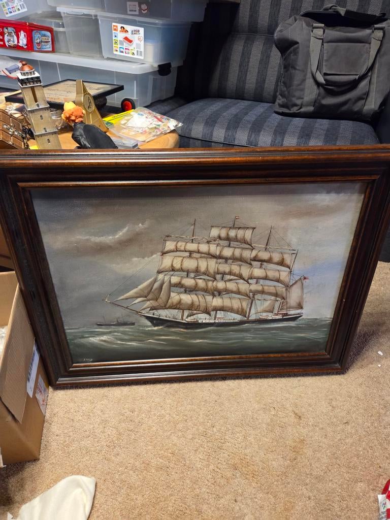 Schilderij van een indrukwekkend zeilschip op zee, Ophalen of Verzenden