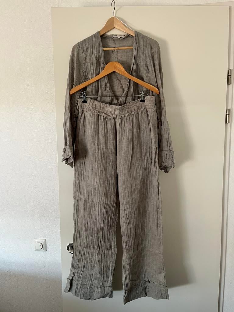 Zara linnen pak XL, Kleding | Dames, Jasjes, Kostuums en Pakken, Ophalen of Verzenden, Zo goed als nieuw, Maat 46/48 (XL) of groter