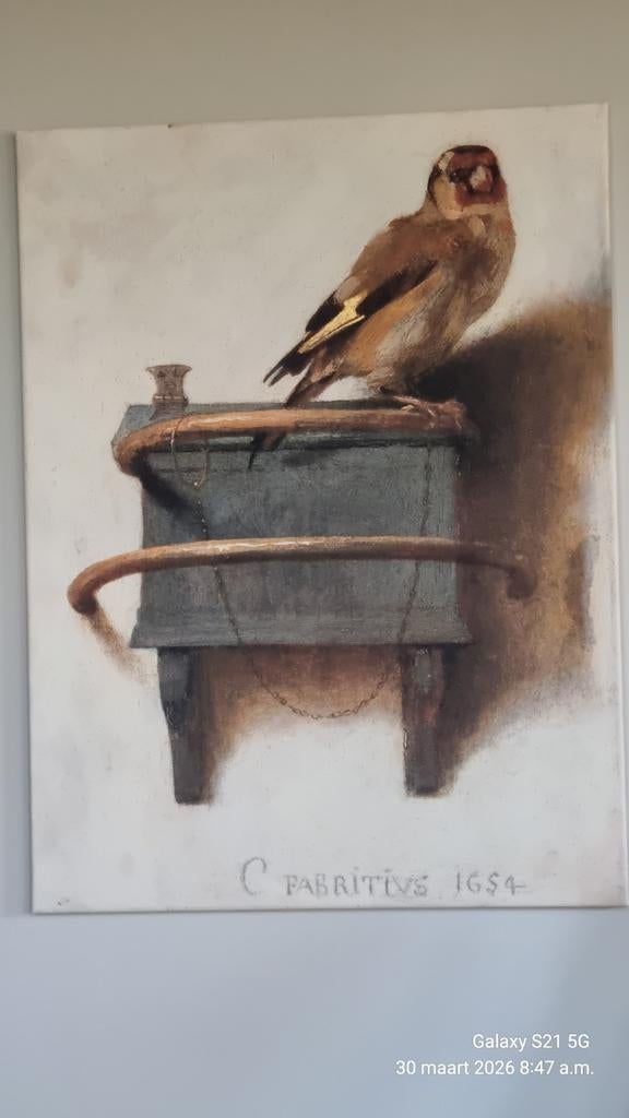 Schilderij Puttertje van C. Fabritius, 1654, Antiek en Kunst, Kunst | Schilderijen | Klassiek, Ophalen of Verzenden
