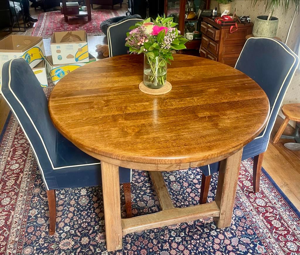 Flexibele eiken eettafel van NF Ameublement (Frankrijk), Ophalen, Gebruikt, 100 tot 150 cm, 200 cm of meer