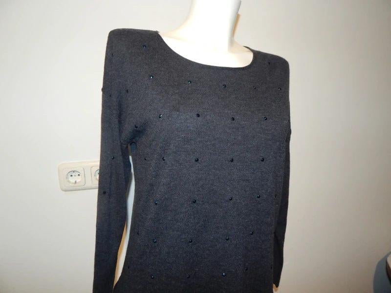 Marccain heerlijk zachte trui met steentjes bezet chique M, Kleding | Dames, Maat 38/40 (M), Verzenden, Zo goed als nieuw, Grijs