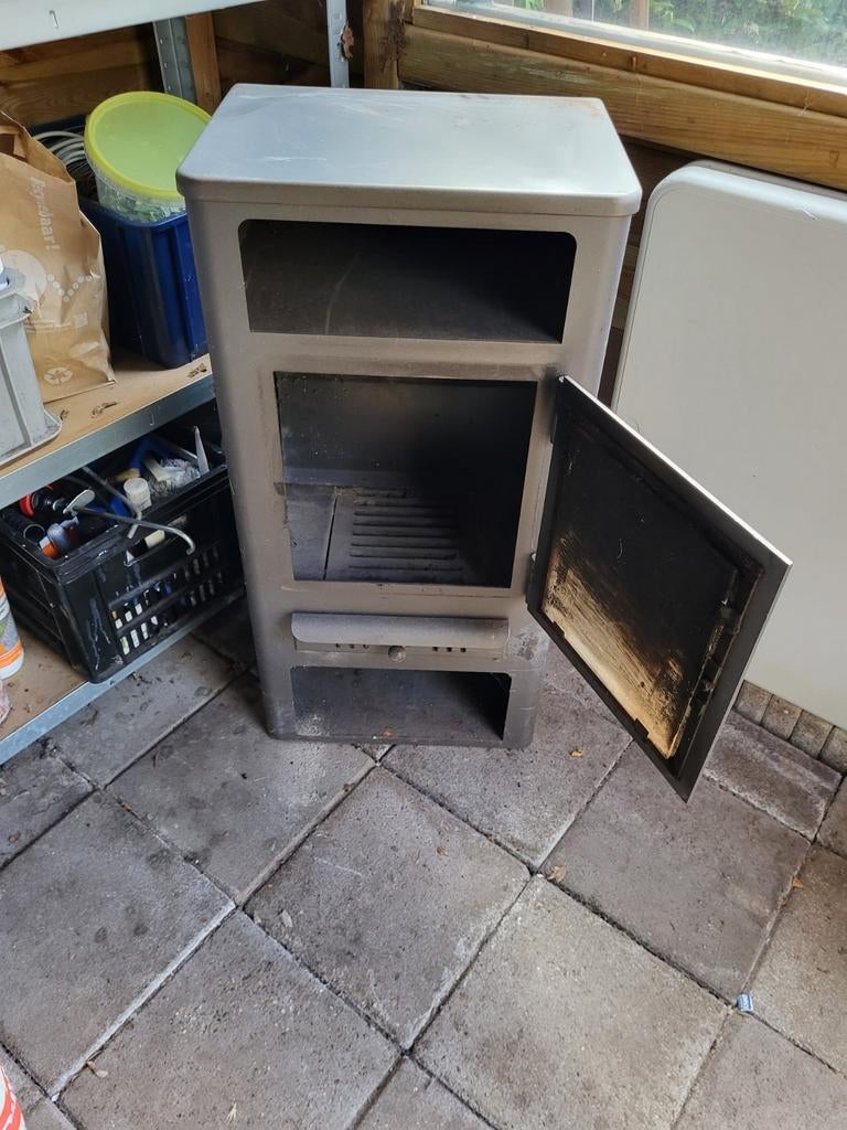 Houtkachel met dubbelwandig rookkanaal, achteraansluiting, Huis en Inrichting, Kachels, Ophalen, Gebruikt, Houtkachel, Vrijstaand