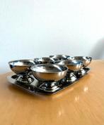 Inox RVS ijscoupes met dienblad, Overige materialen, Gebruikt, Ophalen of Verzenden, Schaal of Schalen