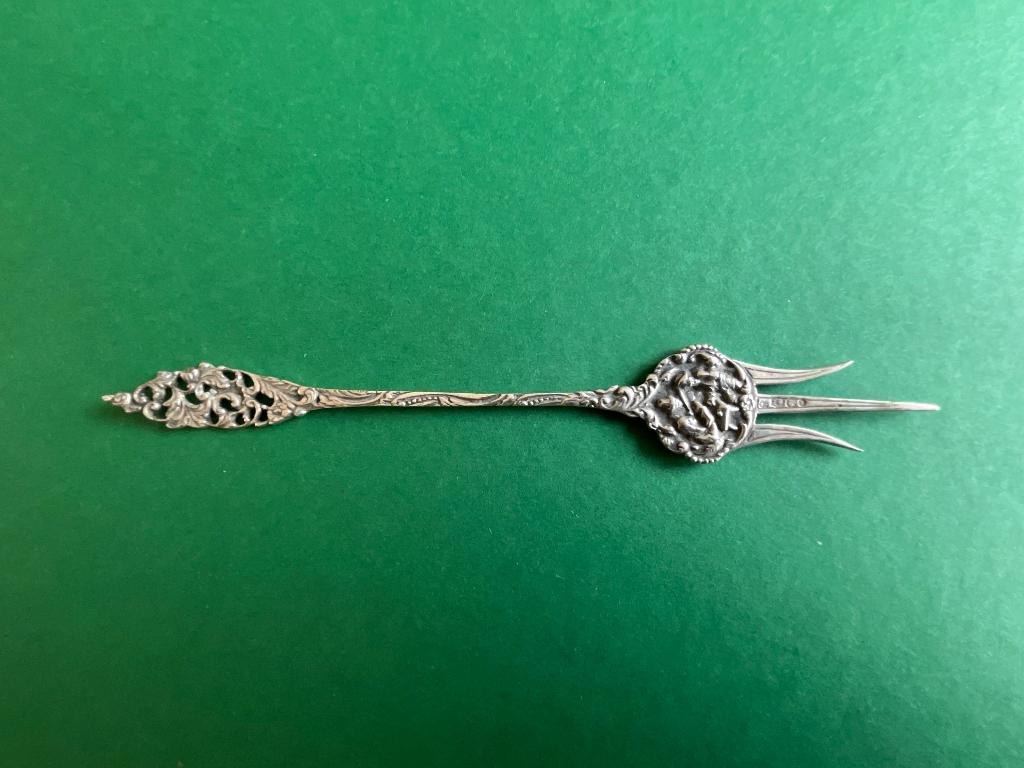 Antieke zilveren cakevork - siervork, Antiek en Kunst, Ophalen of Verzenden