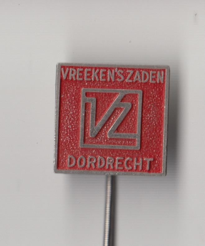 Dordrecht Vreeken's Zaden speldje, Verzamelen, Gebruikt, Niet vindbaar, Niet vindbaar, Speldje of Pin