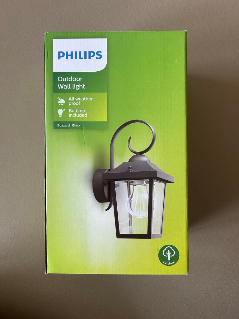 Philips Hue Buitenlamp zwart staal, Tuin en Terras, Buitenverlichting, Overige materialen, Minder dan 50 watt, Wandlamp, Nieuw