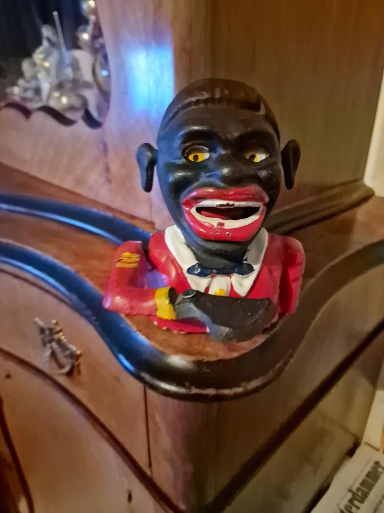Oude ijzeren spaarpot, Antiek en Kunst, Ophalen of Verzenden
