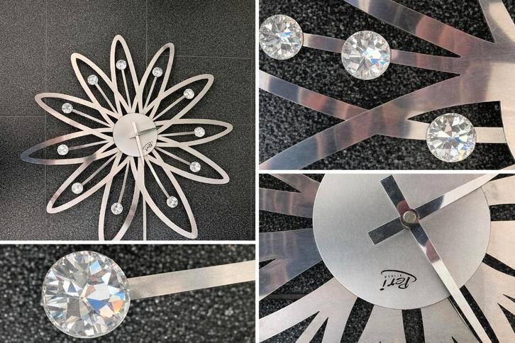 Design wandklok met kristallen – echte eyecatcher!, Huis en Inrichting, Woonaccessoires | Klokken, Zo goed als nieuw, Wandklok