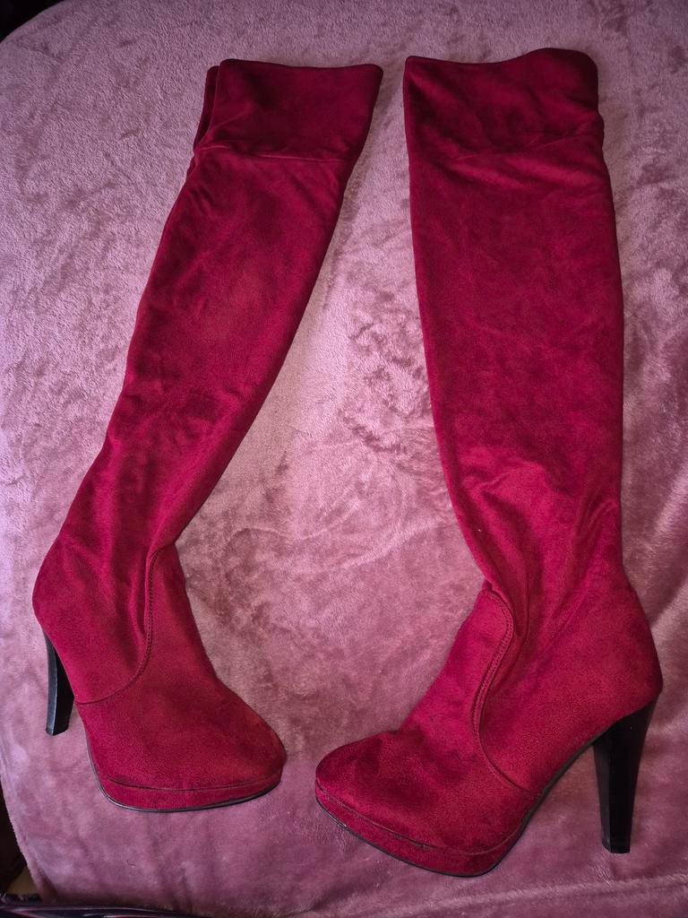 Rode overknee laarzen met hak van sacha maat 41, Hoge laarzen, Ophalen of Verzenden, Sacha, Gedragen