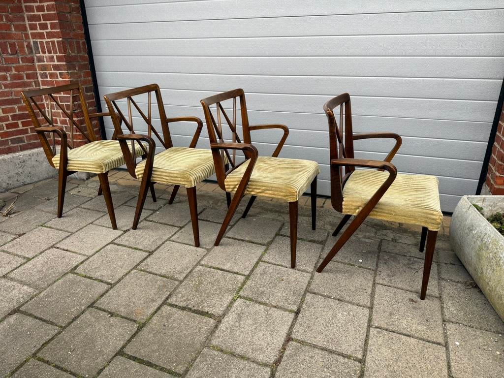 4 eetkamerstoelen A.A. Patijn Poly Z 'Brent' need TLC, Ophalen, Zo goed als nieuw, Hout, Vijf, Zes of meer stoelen