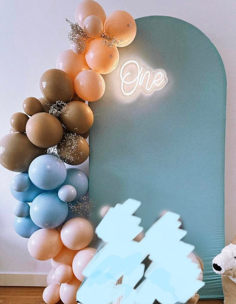 Backdrop arch boog goud te huur met hoes blauw of ros, Ophalen of Verzenden, Zo goed als nieuw, Geboorte of Huwelijk