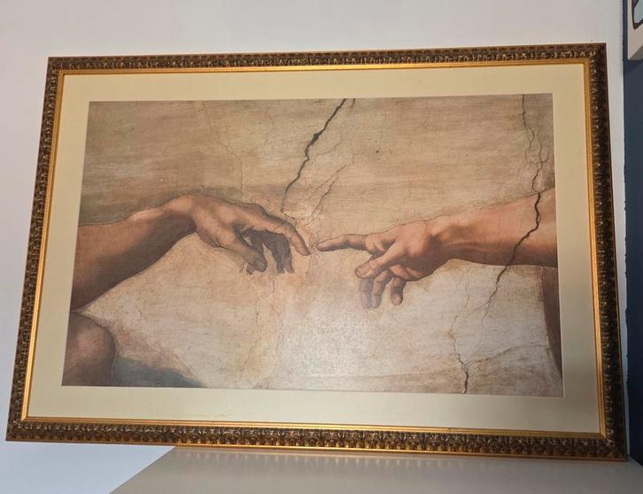 Michelangelo - De Schepping van Adam - Grote Kunstdruk, Antiek en Kunst, Kunst | Schilderijen | Klassiek, Ophalen