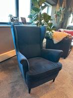 IKEA STRANDMON fauteuil – blauw, Ophalen, Gebruikt, 75 tot 100 cm, Stof