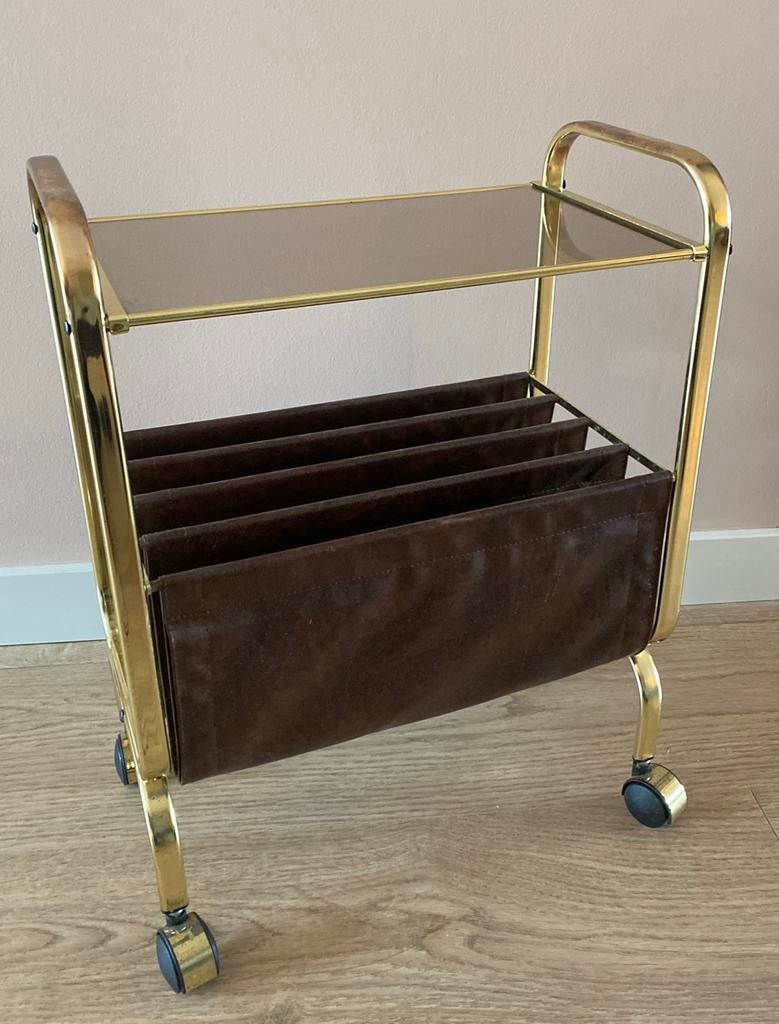 Vintage tijdschriftenrek/ trolley/bijzettafeltje, Ophalen of Verzenden, Gebruikt