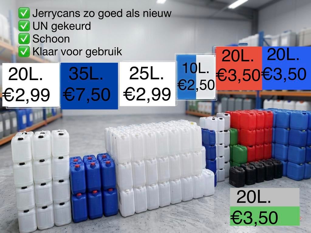 Jerrycans 10liter/20liter/25liter/35 liter UN gekeurd, Minder dan 75 liter, Ophalen, Zo goed als nieuw, Kunststof