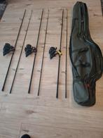 Drie Shimano hengels met molens en foedraal, Watersport en Boten, Ophalen, Werphengel