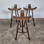 Brutalist spaanse barkrukken jaren 70 vintage, Ophalen, Gebruikt, Met voetsteun, .