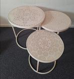 Set van 3 bijzettafels creme beige, Ophalen, Rond, Minder dan 55 cm, Minder dan 45 cm