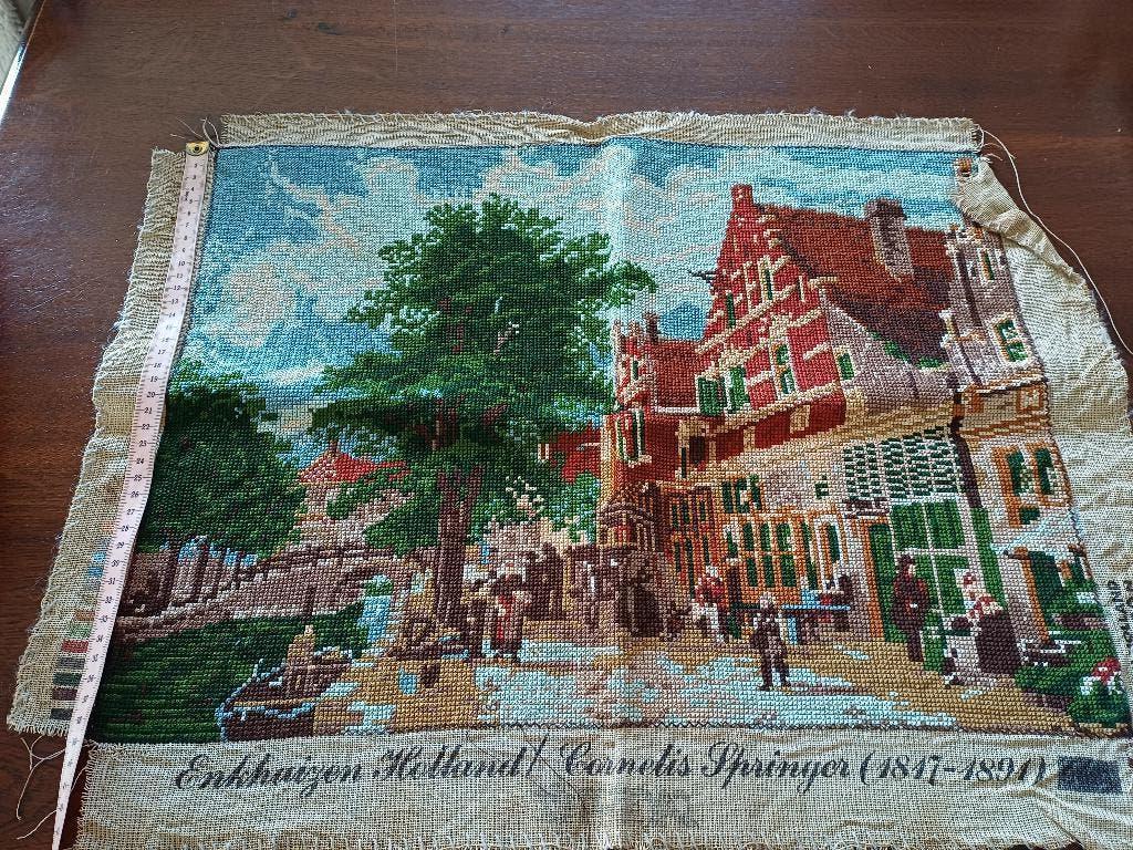 Borduurwerk ,,Enkhuizen 1817-1891,, zonder lijst, Ophalen of Verzenden, Gebruikt, Handborduren, Overige typen