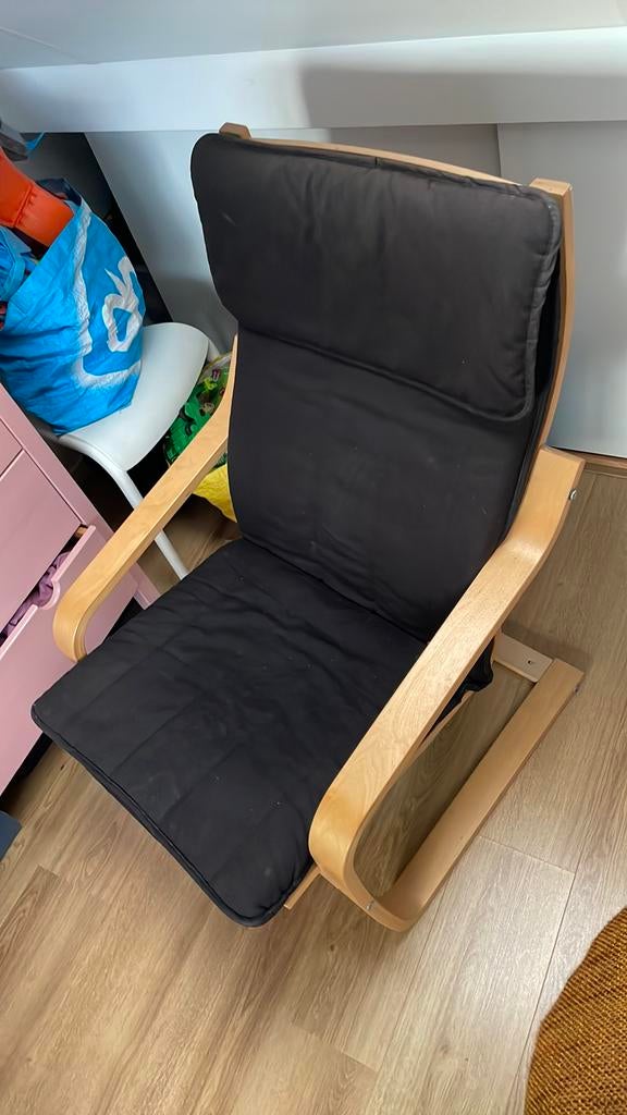 Mooie Ikea Poang stoel fauteuil met houten frame, Ophalen, 75 tot 100 cm, Zo goed als nieuw, 50 tot 75 cm