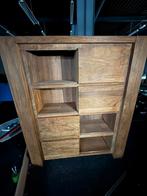 Houten kast met schuifdeuren en open vakken, Ophalen, Gebruikt