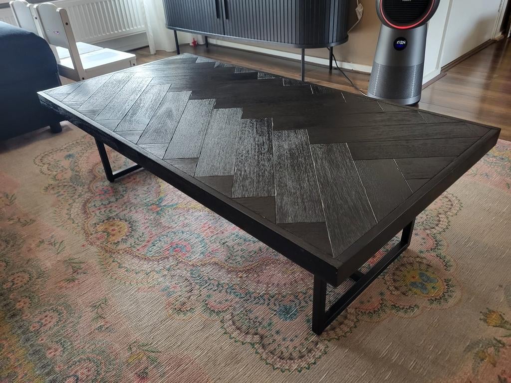 Dutchbone salontafel zwart visgraat 120x60, Huis en Inrichting, Tafels | Salontafels, Ophalen, 100 tot 150 cm, 50 tot 100 cm, Zo goed als nieuw